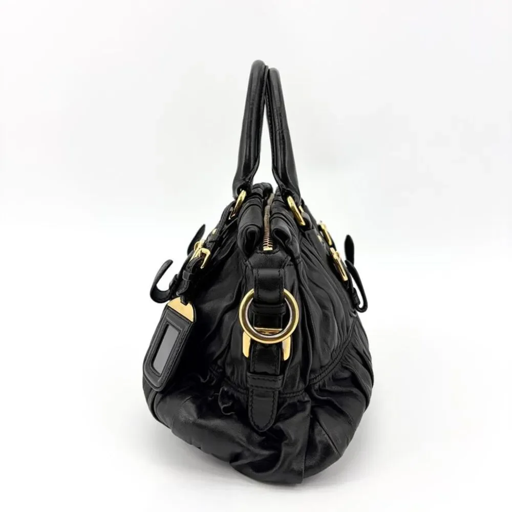 Prada Napa Gaufré Tote Bag Black with Gold Hardware